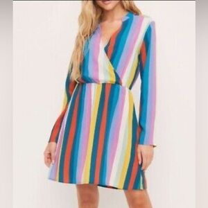 All in Favor Long Sleeve Short Multicolor Dress